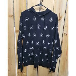 Y2K Neon Riot Skateboard Hoodie Men's Large NASA All Over Print Black